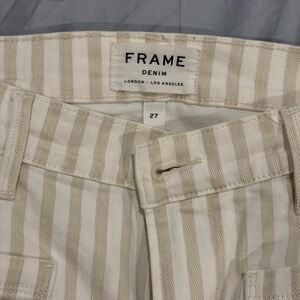 Frame Denim Beige and White Striped Pants